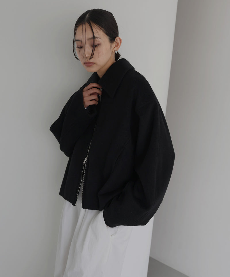 【10月中旬お届け】フェイクビーバー　ショート丈Wジップブルゾン