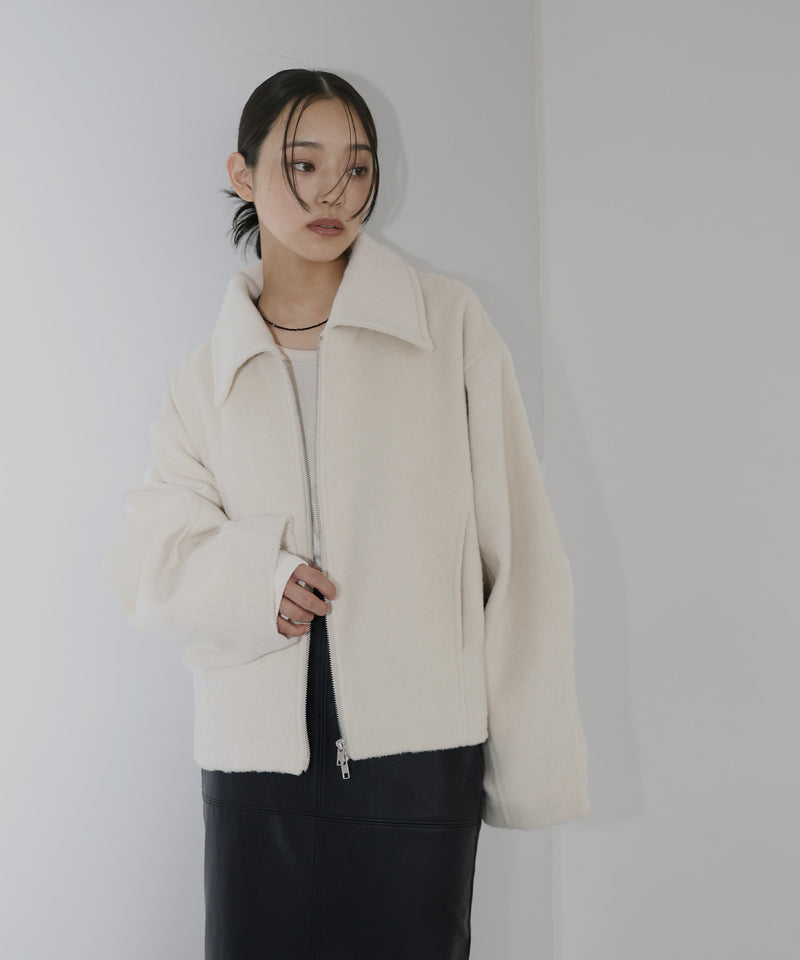 【10月中旬お届け】フェイクビーバー　ショート丈Wジップブルゾン