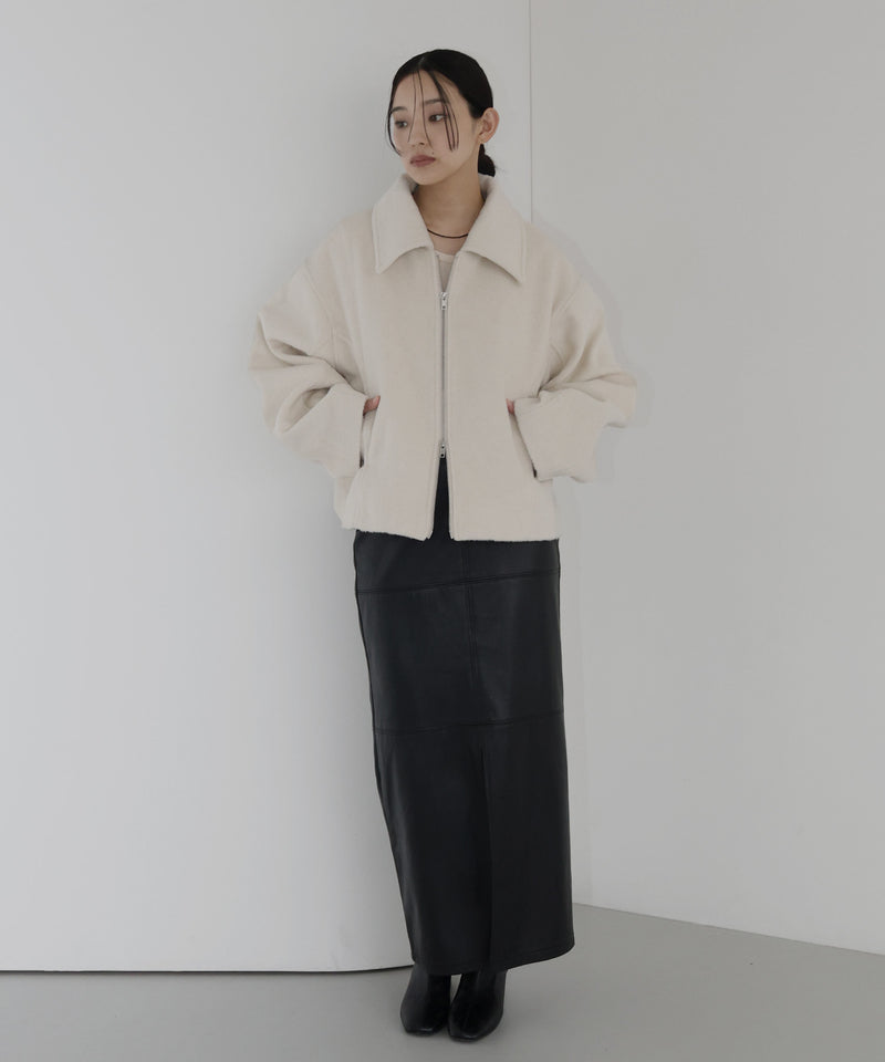 【10月中旬お届け】フェイクビーバー　ショート丈Wジップブルゾン