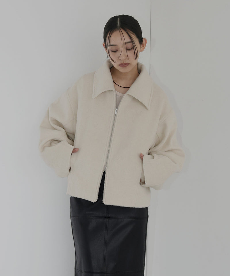 【10月中旬お届け】フェイクビーバー　ショート丈Wジップブルゾン