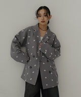 フラワー刺繍テーラードジャケット