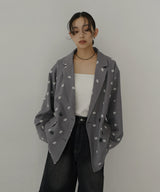 フラワー刺繍テーラードジャケット