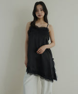 サテンレースアシメキャミ