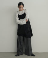 サテンレースアシメキャミ