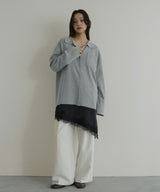 サテンレースアシメキャミ