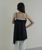 サテンレースアシメキャミ