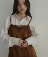 サテンレースアシメキャミ