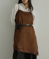 サテンレースアシメキャミ