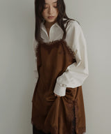 サテンレースアシメキャミ