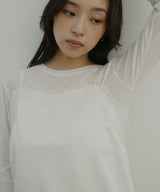 サテンレースアシメキャミ