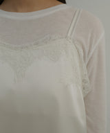 サテンレースアシメキャミ