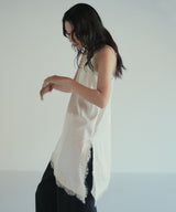 サテンレースアシメキャミ