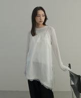 サテンレースアシメキャミ