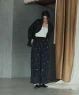 配色刺繍イージーパンツ