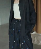 配色刺繍イージーパンツ