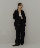 配色刺繍イージーパンツ