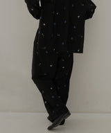 配色刺繍イージーパンツ