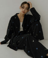 配色刺繍イージーパンツ