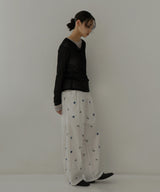 配色刺繍イージーパンツ