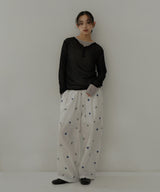 配色刺繍イージーパンツ