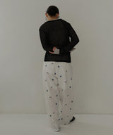 配色刺繍イージーパンツ