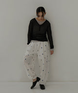 配色刺繍イージーパンツ