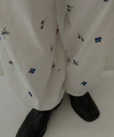 配色刺繍イージーパンツ