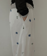 配色刺繍イージーパンツ