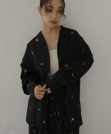 配色刺繍オープンカラーシャツ