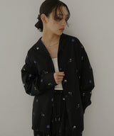 配色刺繍オープンカラーシャツ