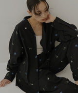 配色刺繍オープンカラーシャツ