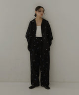 配色刺繍オープンカラーシャツ