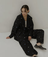 配色刺繍オープンカラーシャツ