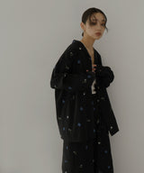 配色刺繍オープンカラーシャツ