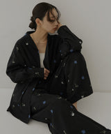 配色刺繍オープンカラーシャツ