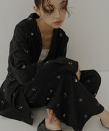 配色刺繍オープンカラーシャツ