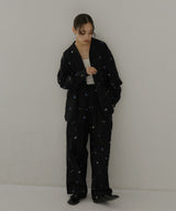 配色刺繍オープンカラーシャツ