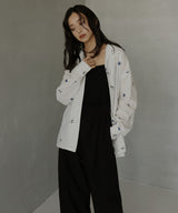 配色刺繍オープンカラーシャツ