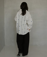 配色刺繍オープンカラーシャツ