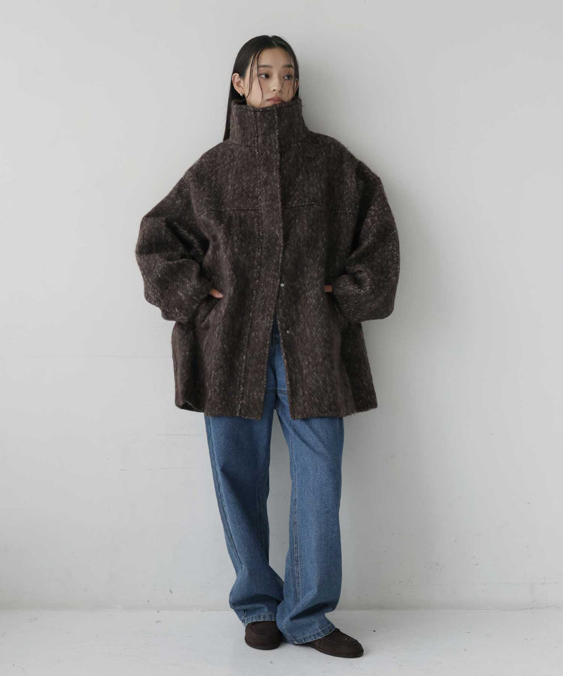 10月中旬予約商品】シャギースタンドカラーコート – hellam