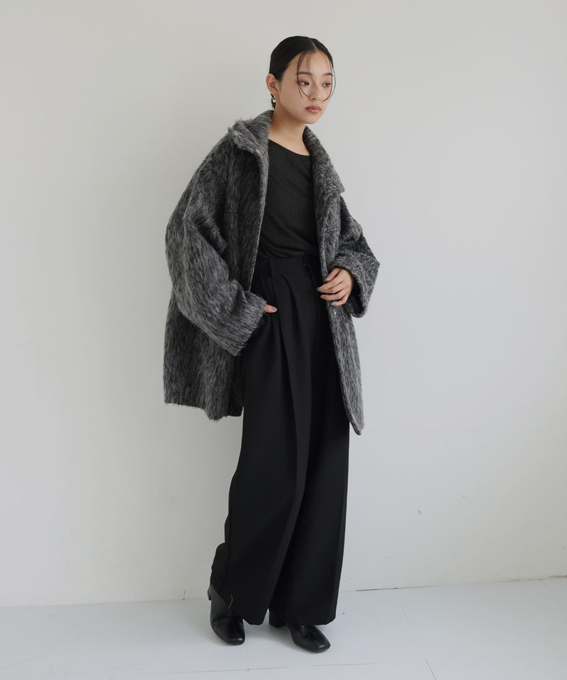 【10月上旬お届け】シャギースタンドカラーコート