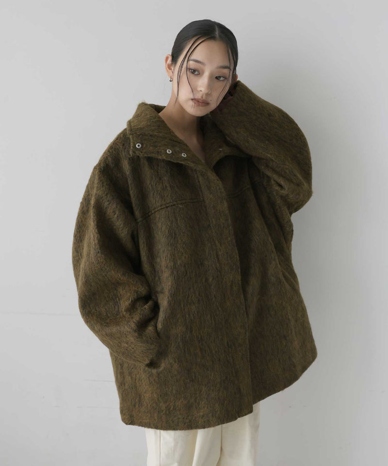 10月中旬予約商品】シャギースタンドカラーコート – hellam