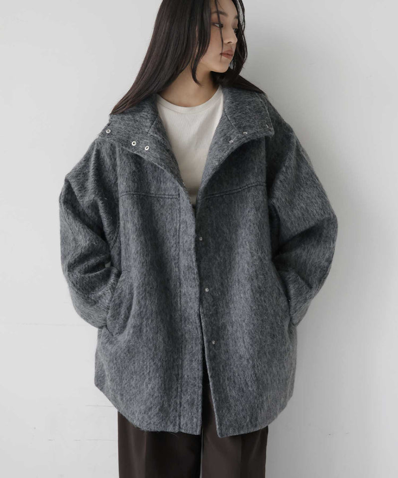 10月中旬予約商品】シャギースタンドカラーコート – hellam