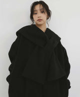 【10月中旬予約商品】フードマフラー付きシャギーコート
