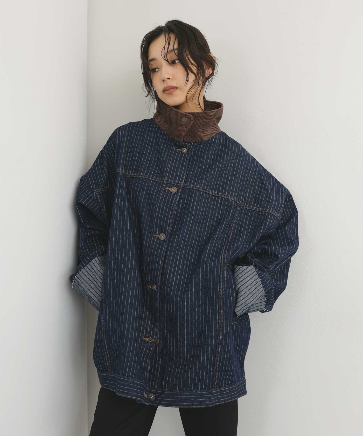 コーデュロイカラーストライプデニムジャケット – hellam