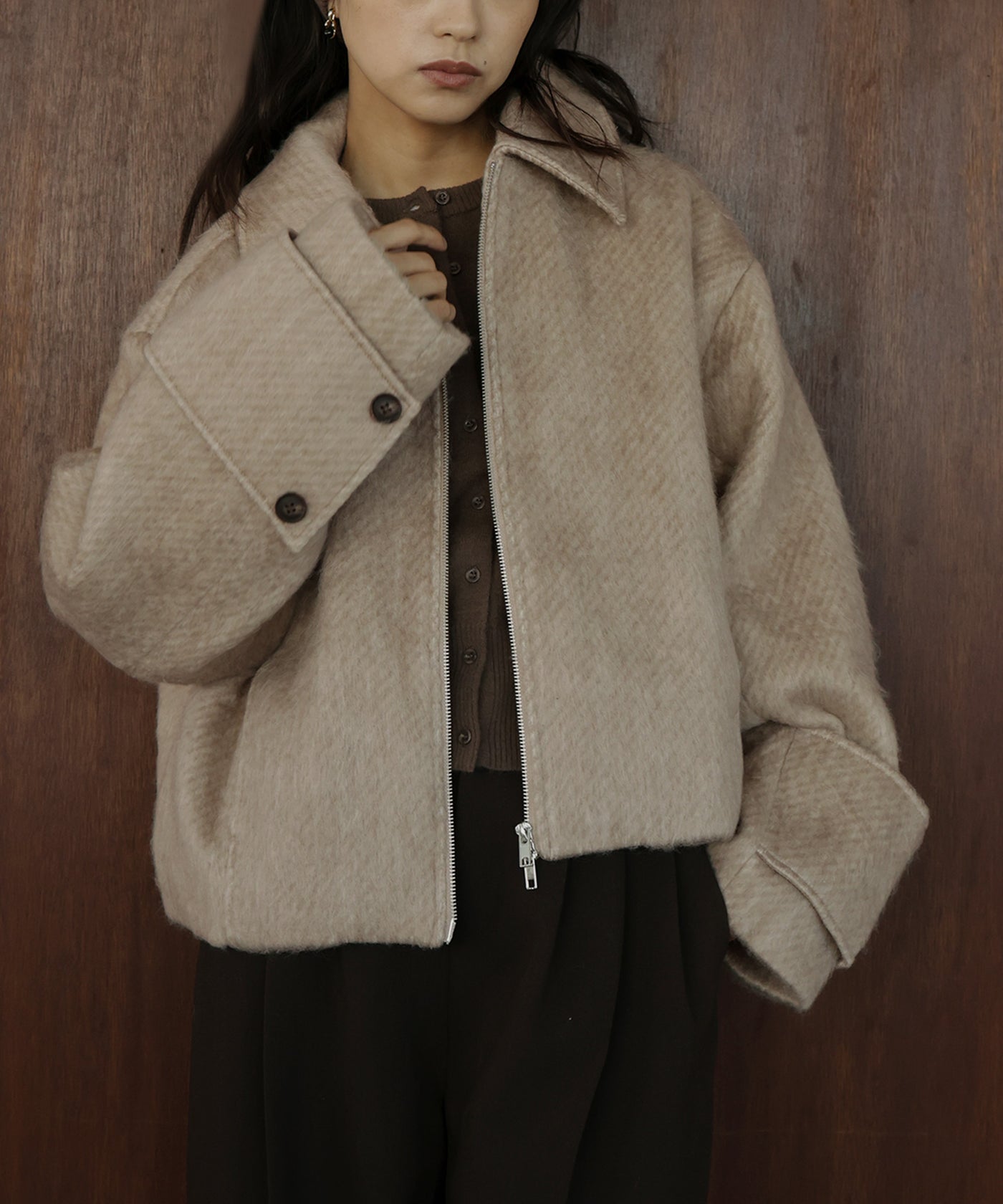 11月上旬お届け】シャギーショートジップブルゾン – hellam