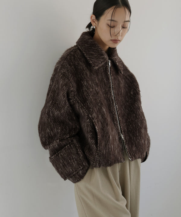 シャギーショートジップブルゾン
