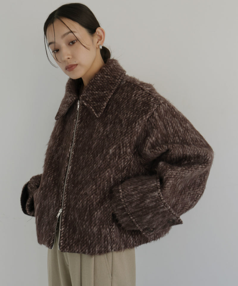 【10月中旬お届け】シャギーショートジップブルゾン