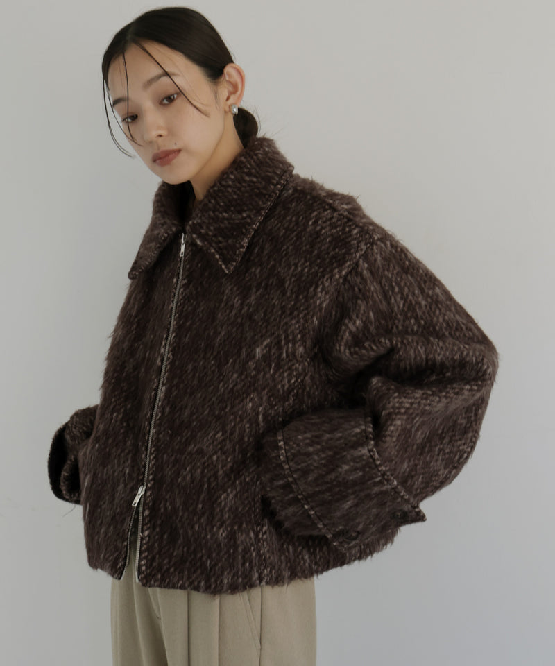 シャギーショートジップブルゾン