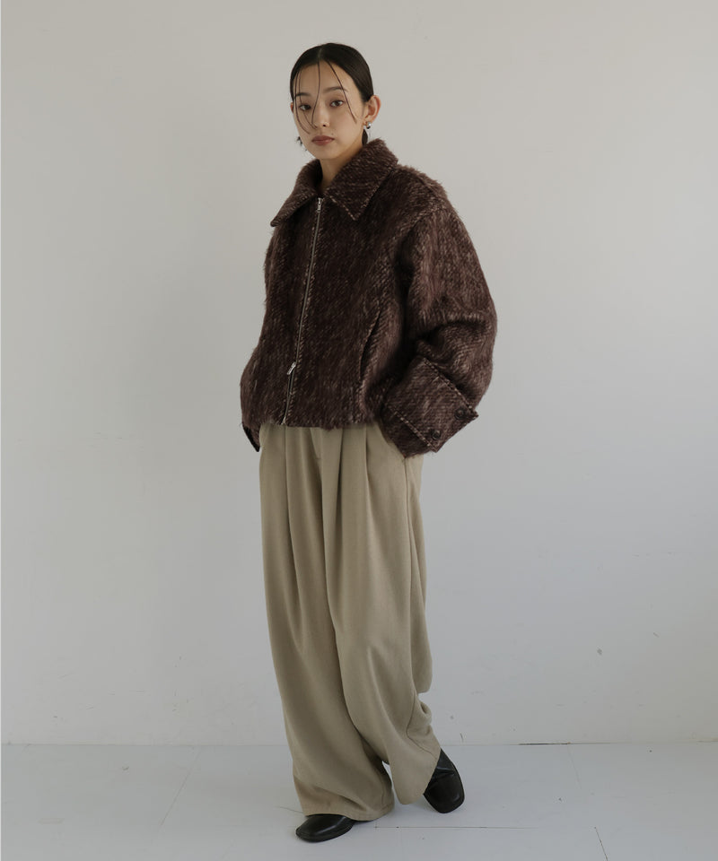 【10月中旬お届け】シャギーショートジップブルゾン